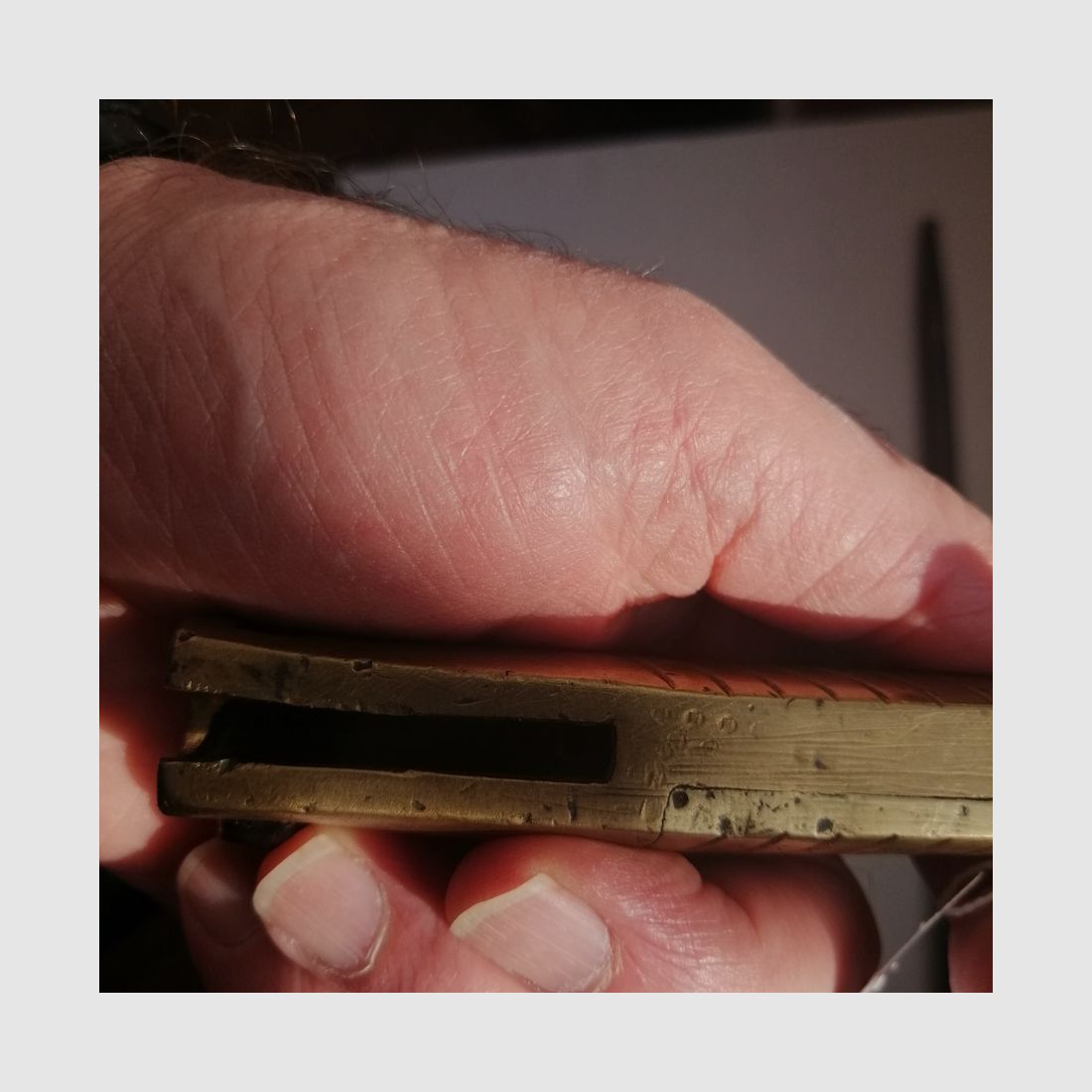 Rarissime ERSOC baïonnette Ersatz EB75 allemande – poignée laiton sur base lame de baïonnette à douille Albini Braendlin, image 13 sur 15