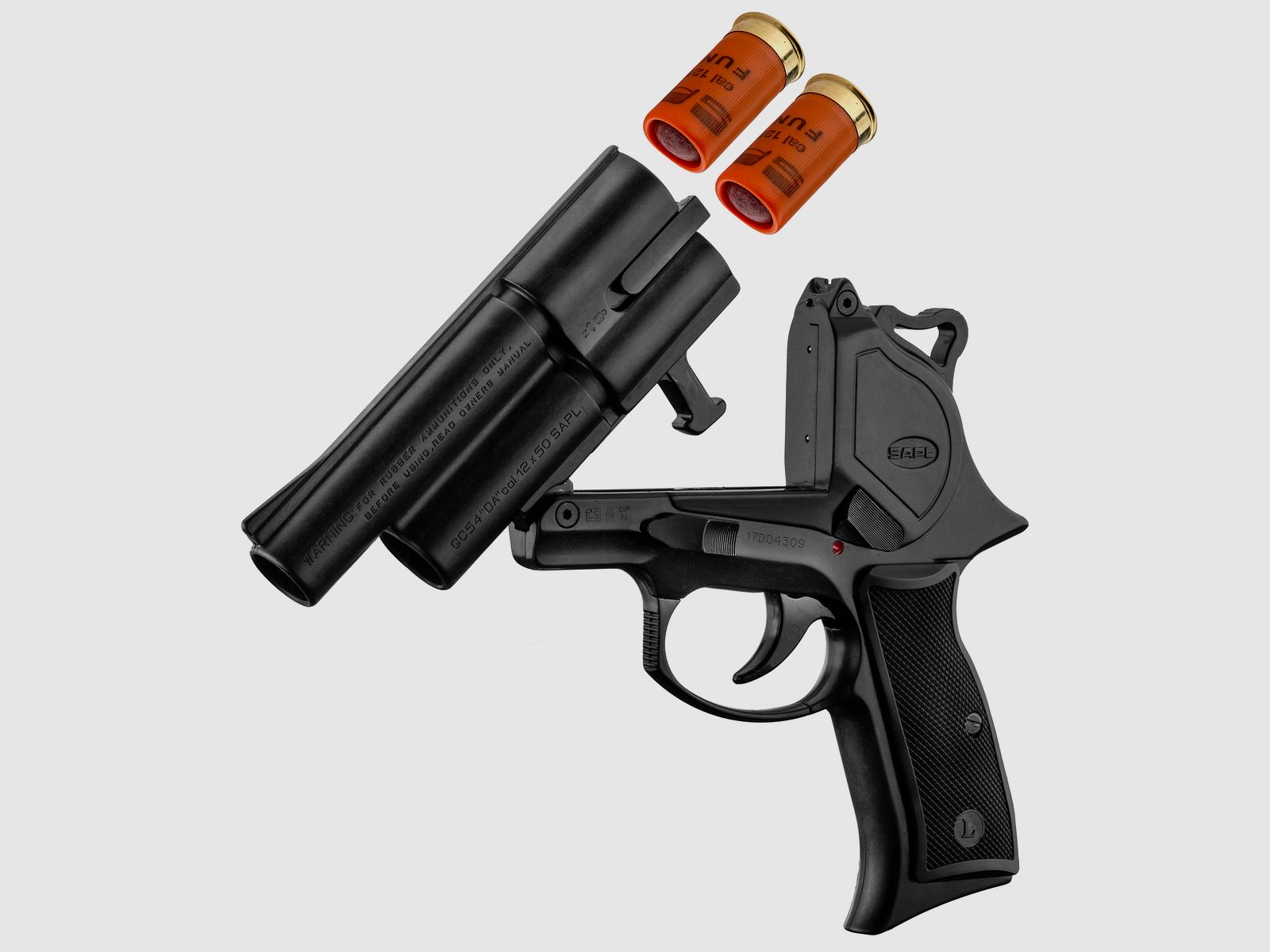 SAPL – SAPL GC54 Gomm-Cogne-Pistolenpaket, brüniert + 1 Schachtel mit 5 Patronen 12/50 SAPL Schrotladung, Bild 3 von 5