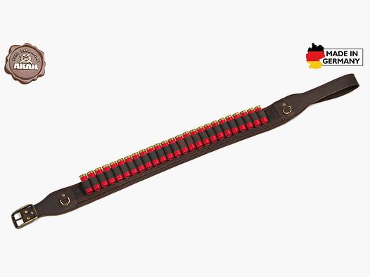 AKAH cartridge belt buffalo leather with loden