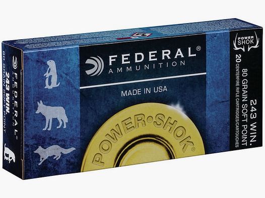 Federal Power-Shok .243 Win. 80GR JSP 20 cartouches