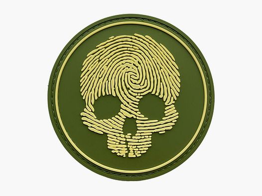 Parche de calavera con huella dactilar oliva