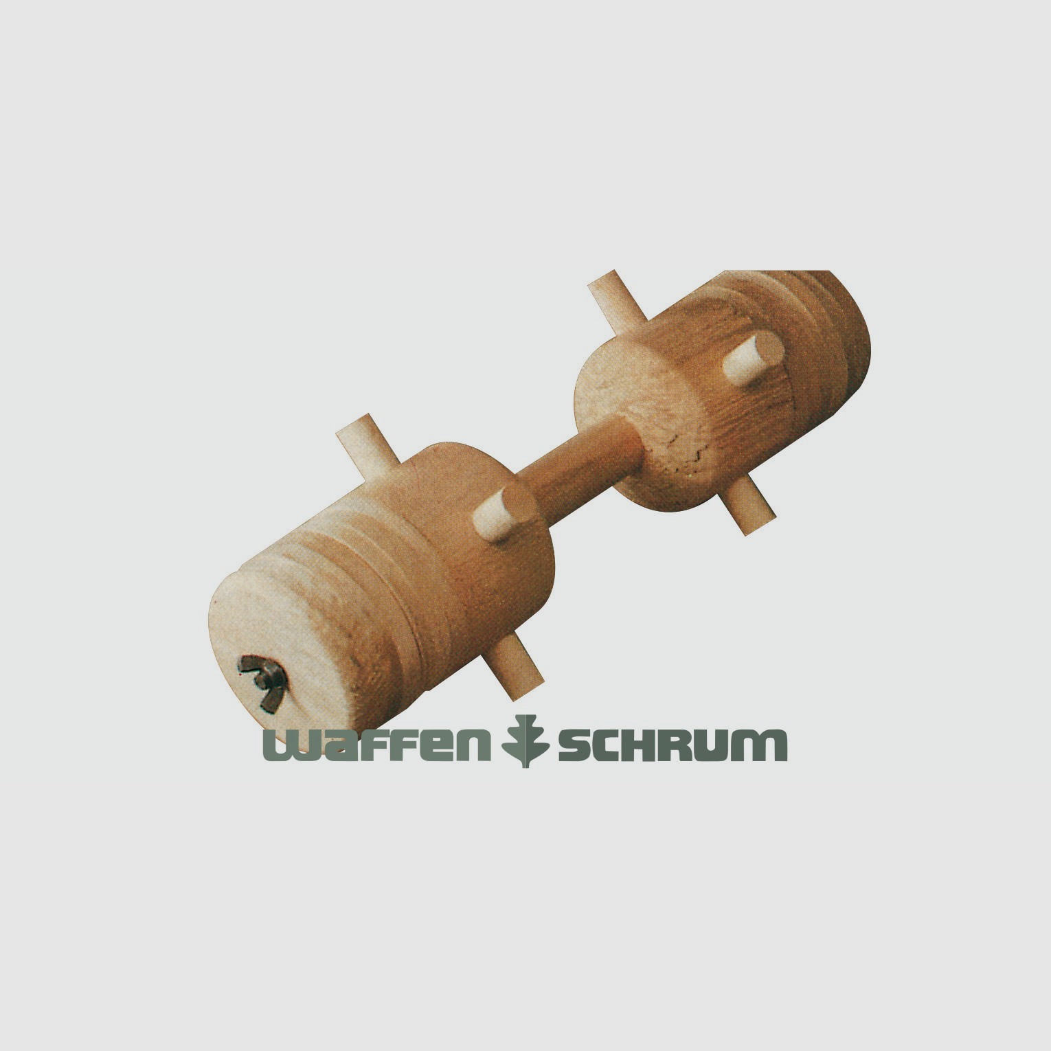 Hunting retrieving dummy made of wood, 10 wooden interchangeable discs, weight up to 1500g