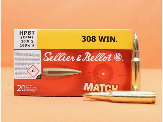 S&B/ Sellier&Bellot Patrone .308Win S&B 168grs HPBT OTM Match