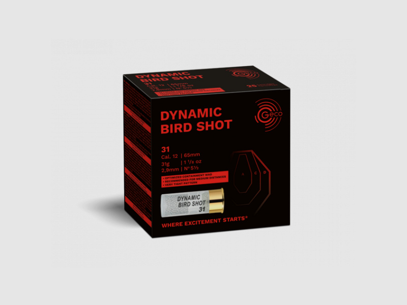 GECO DYNAMIC BIRD SHOT - 12/70 - 2.7 MM - 28 G - 25 PIECES