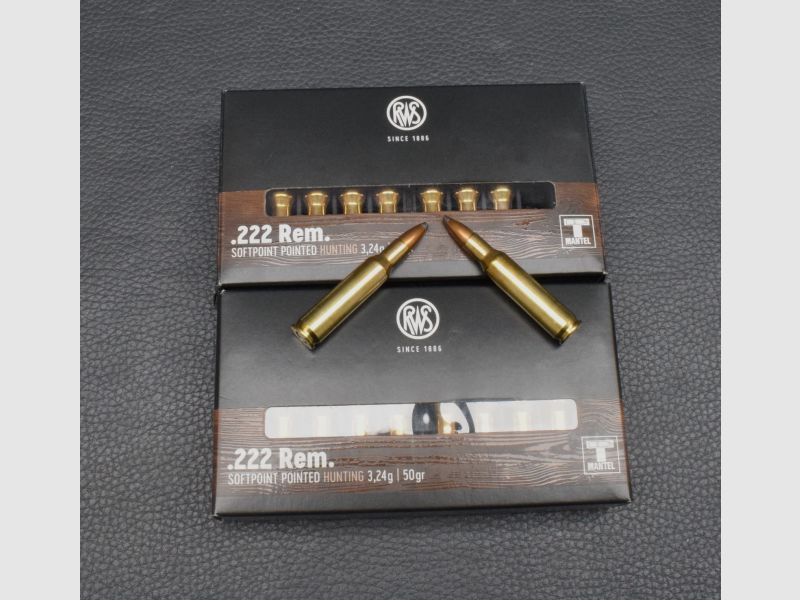 40 Patronen RWS, 222Rem Teilmantel, 3,2g/50gr, zum Sonderpreis!