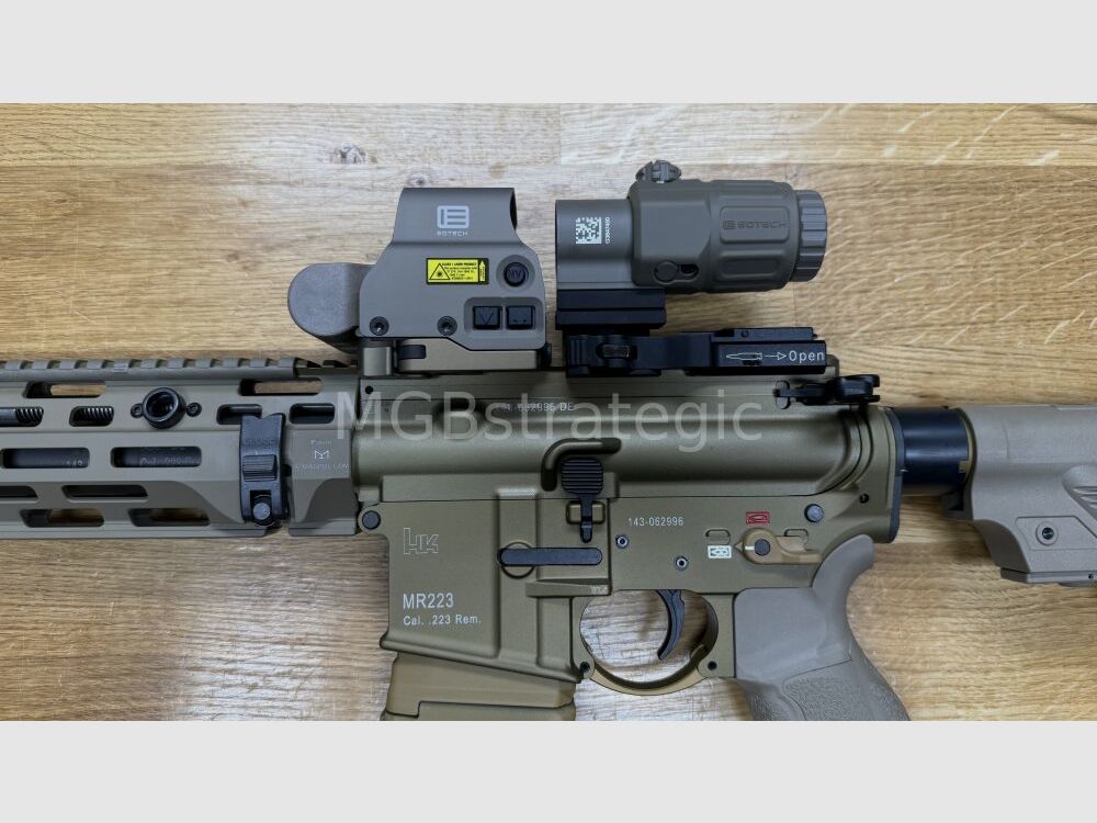 Heckler & Koch MR223 A3 Slim-Line 11" Lauf - halbautom. Büchse .223Rem MGBs Sondermodell FDE Edition inkl. Schalldämpfer B&T RBS PRINT-X Compact QDN CT - zivile Version HK416 / G95K / G38 G95A1 / G95KA1 / mit Upgrades - inkl. EOTECH EXPS3-0 tan + G33 tan KSK- Spezial HHS, Bild 3 von 10