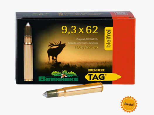 BRENNEKE 44304000 9,3x62 TAG 14,6g 225gr Bleifrei Langwaffenmunition