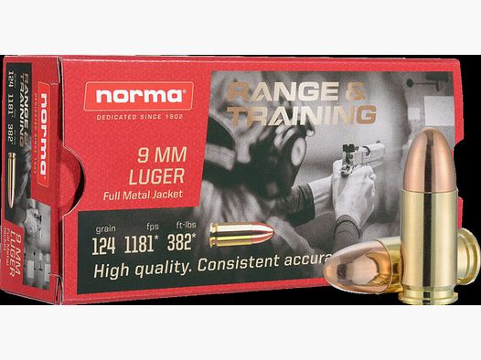 Norma 124grs FMJ Range&Traning 50STK 9mmLuger