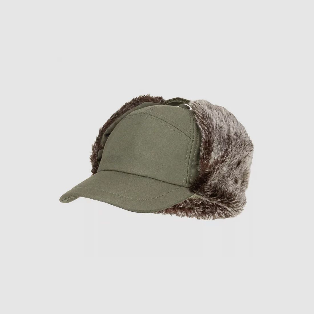 Winter Cap "Trapper" mit Kunstfell, Oliv