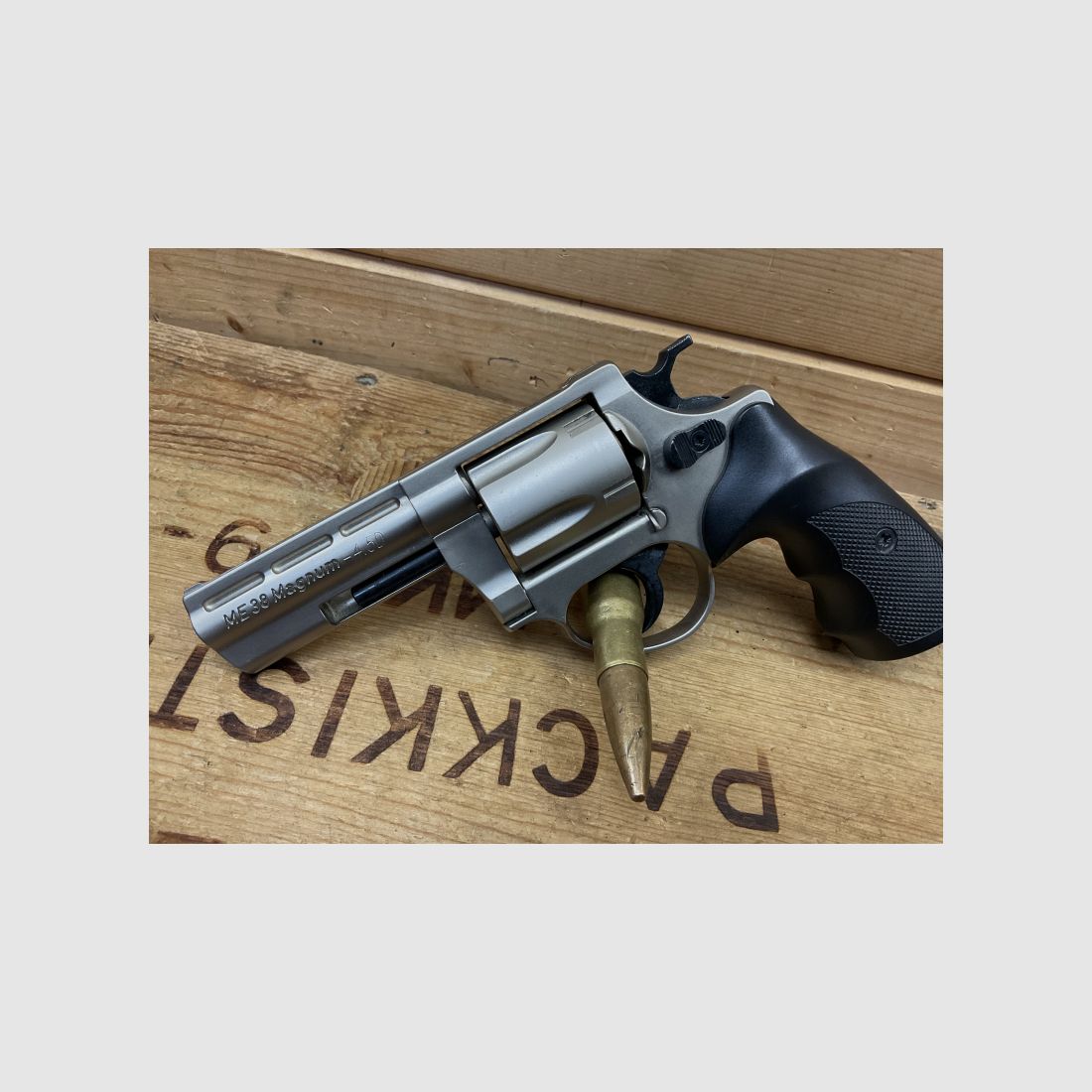 LEP Druckluft Revolver ME 38 Magnum Kal. 4,5mm, matt vernickelt mit Pumpe!!!