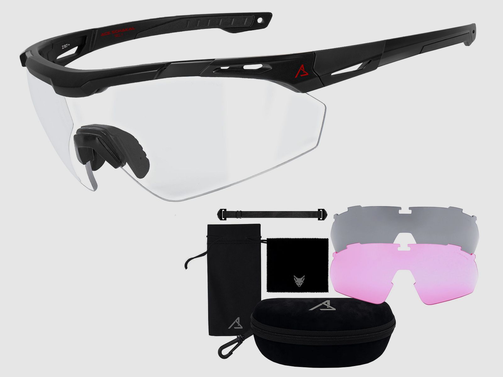 Ace Schakal protective glasses with lens set Yellow, Clear, Grey SKL-1, image 1 of 9