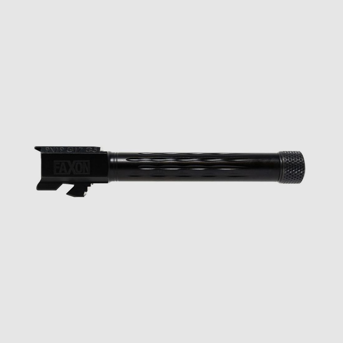 Faxon BarrelG17GEN5w/PatFlameFlut,1/10Twist,416-R,StressRelieved,BlkNt,TargetCrown,Thread