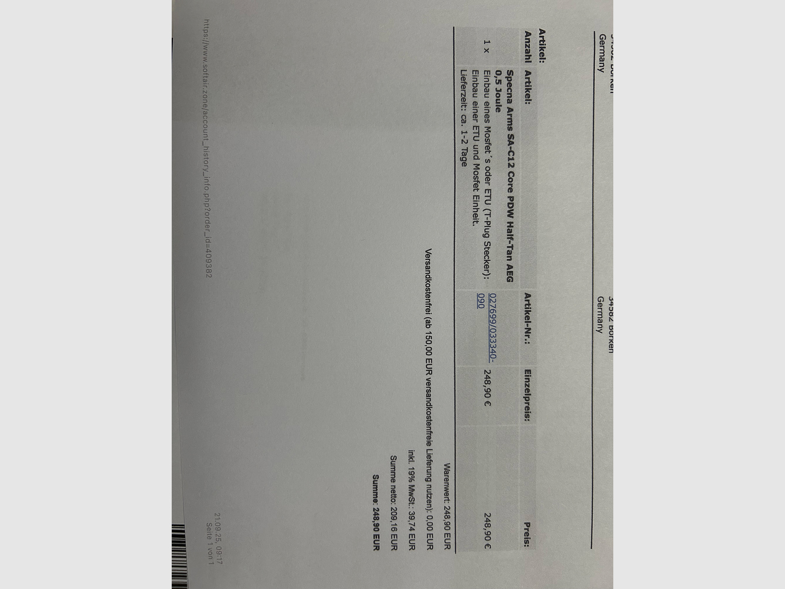 Specna Arms C12 Core Half Tan 0,5J Airsoft neuwertig!!