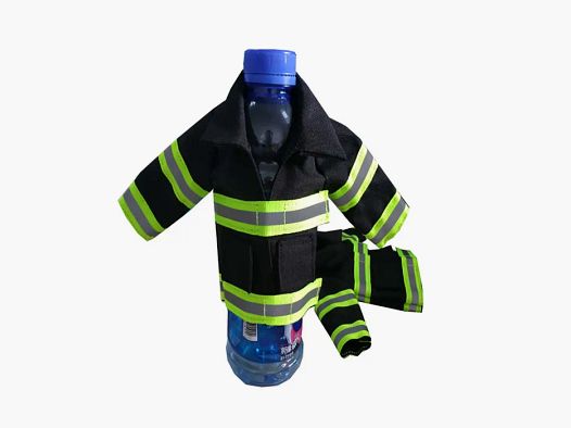 Mini fire brigade jacket with reflective stripes for beer bottle / wine bottle / thermos bottle