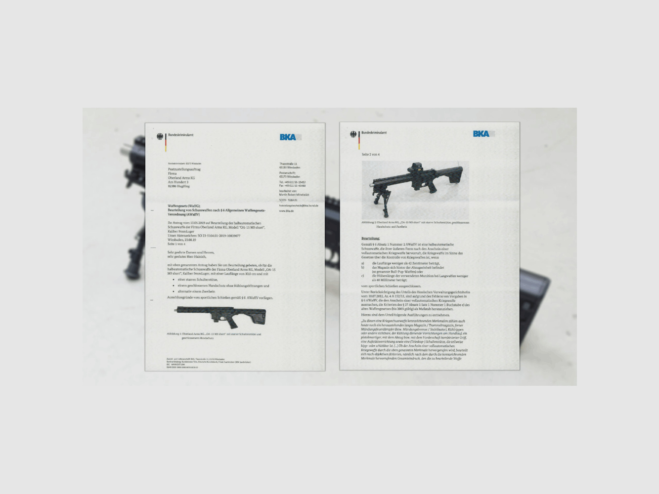 OBERLAND ARMS OA-15 PR M9 SHORT 12” HEAVY BARREL 9mmLuger