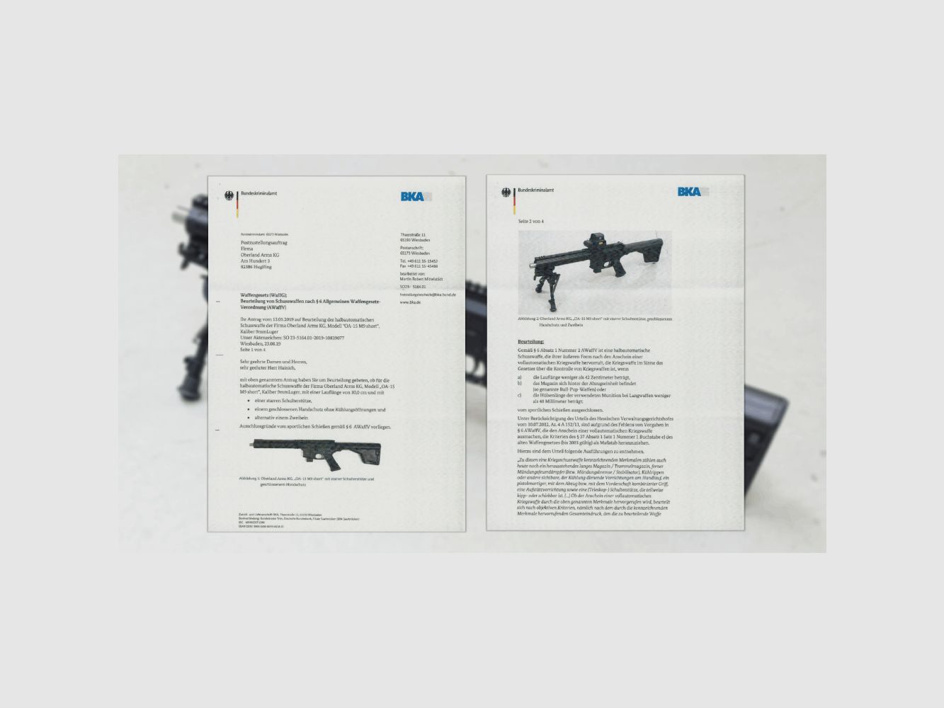 OBERLAND ARMS OA-15 PR M9 SHORT 12” HEAVY BARREL 9mmLuger