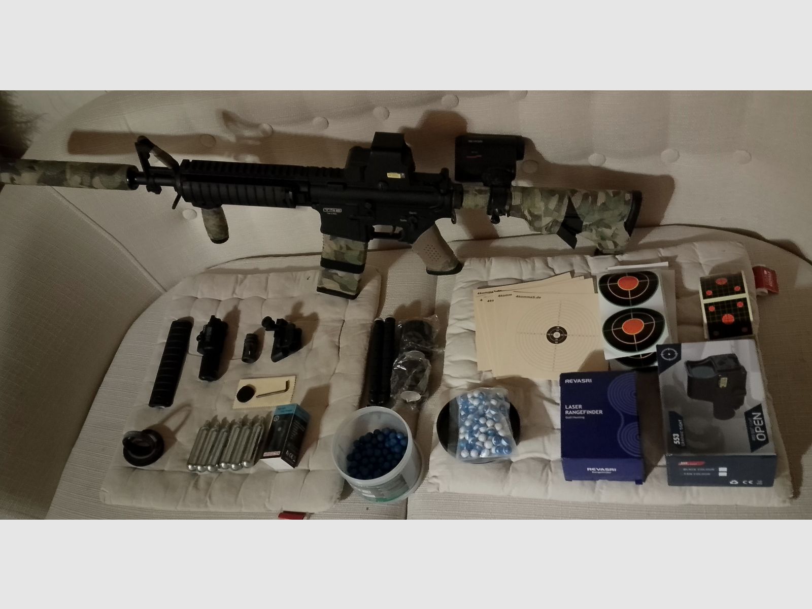 Combat Set T4E t4m RIS CO2 Druckluft Sturmgewehr Ram Tarnung  Holo Visier Laser Entfernungsmesser Home Defense Gewehr cal .43 upgraded Paintball Markierer