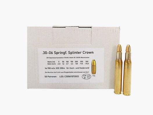 Fabbrica di proiettili 30-06 Splinter Crown 7,8g/120grs Cartucce per fucile senza piombo
