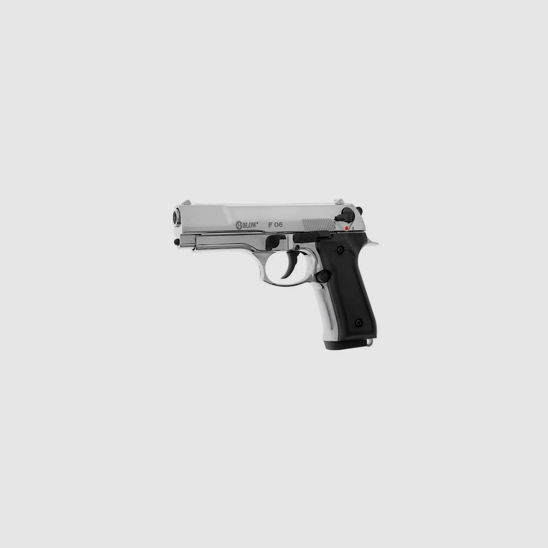 BLOW F06 Matt Chrome 9mm P.A.K. Schreckschusspistole im klassischen Dienstpistolen-Stil
