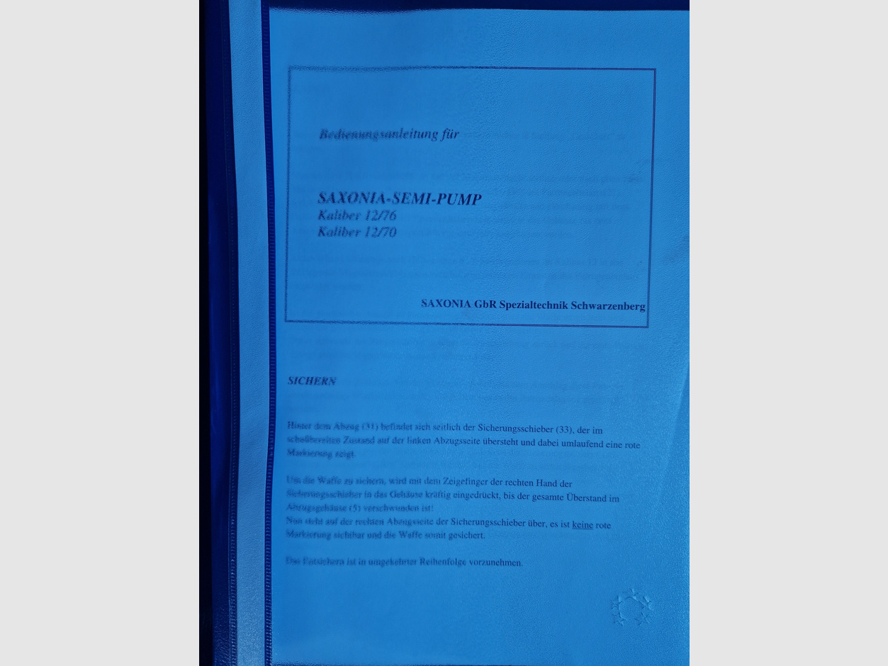 SAXONIA Semi-Pump - Self-loading shotgun / Pump shotgun in 12/76