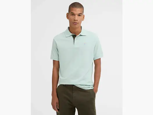 Barbour Tartan Pique Polo Shirt, mint blue