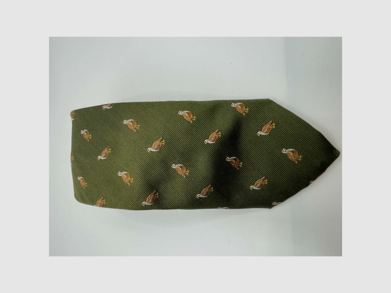 Robert Keyte cravatta 100% seta verde motivo gallo rosso