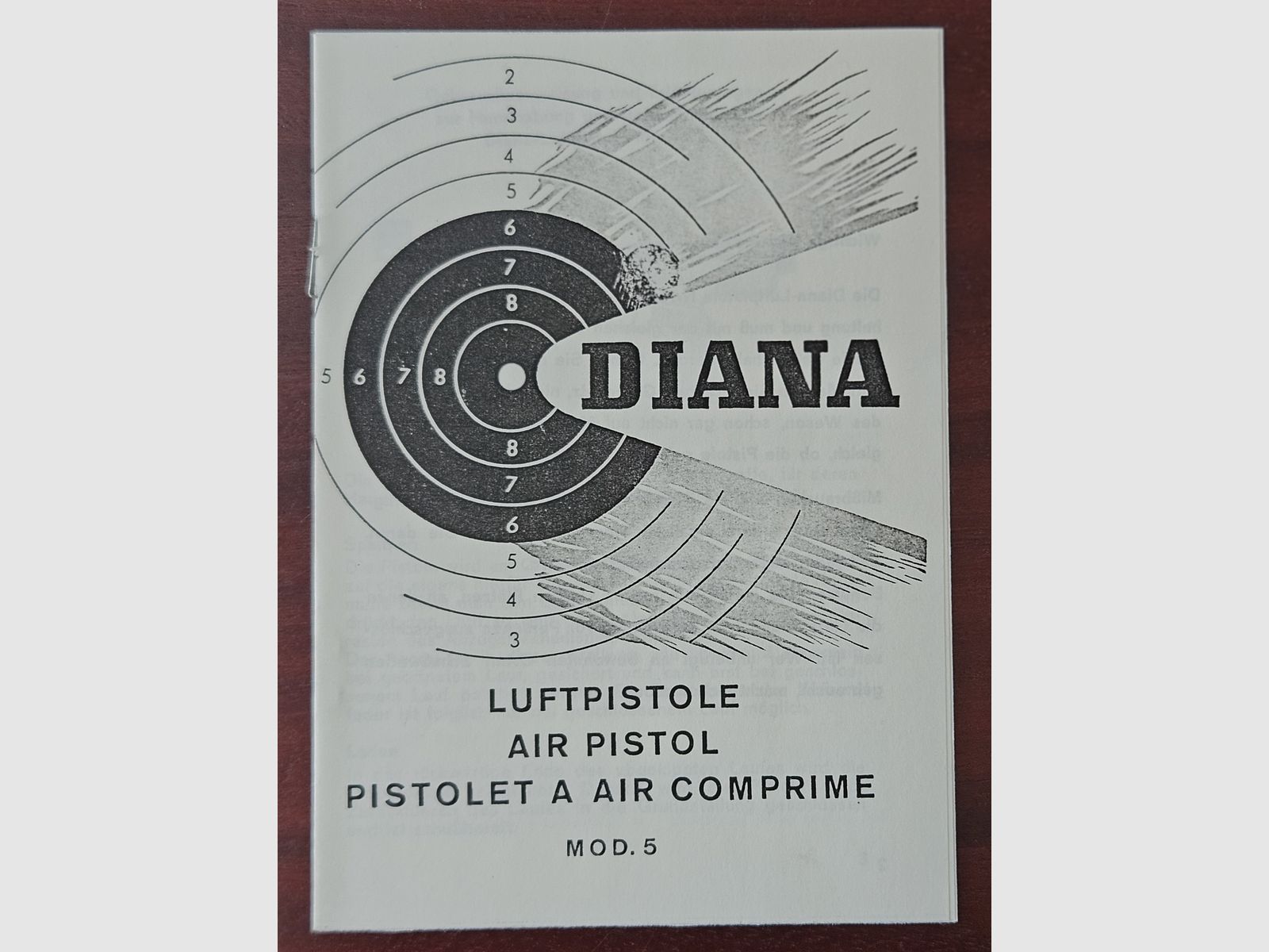 Istruzioni per l'uso della Diana Luftpistole 5 come ristampa