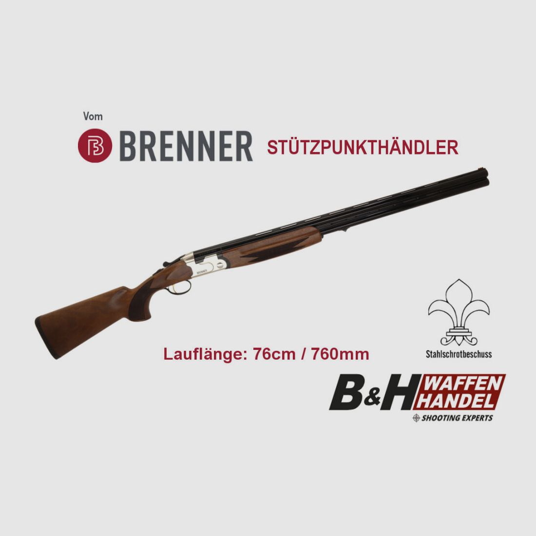 Brenner BF18 White / BF 18 Silber LL76cm Bockflinte - Stahlschrotbeschuss