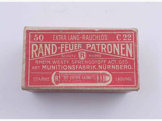 RWS (Dynamit AG) Nuremberg rimfire cartridges .22 extra long