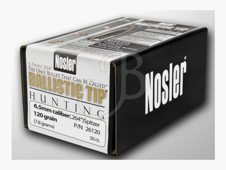 NOSLER BALLISTIC TIP HUNTING CAL 6.5 .264 120 GR. Boîte de 50 pièces.