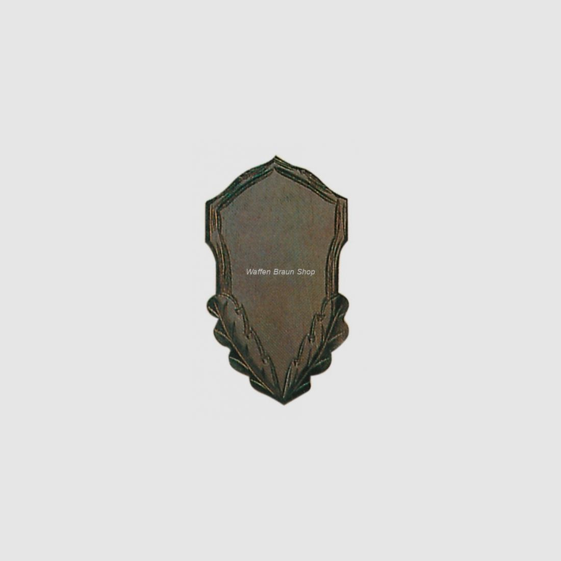 Gehörnbrett für Rehwild, 20X12 cm, geschnitzt, ohne Ausfräsung, dunkel