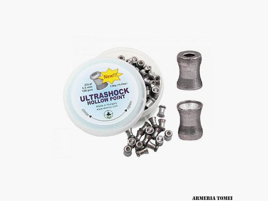 BULLETS AIR COMPRESSED – SKENCO – ULTRASHOCK HOLLOW POINT .22 CAL 5.5mm / 1.08G (16.66GR) (150 PCS)