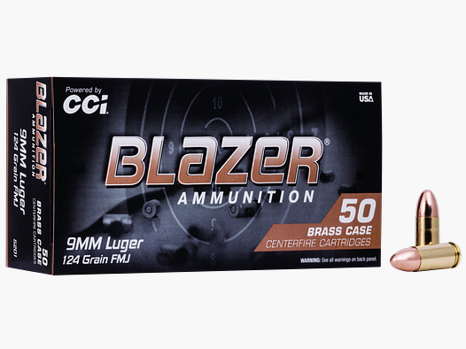 Blazer Pistol Ammunition 9 x 19 8g Full Metal Jacket