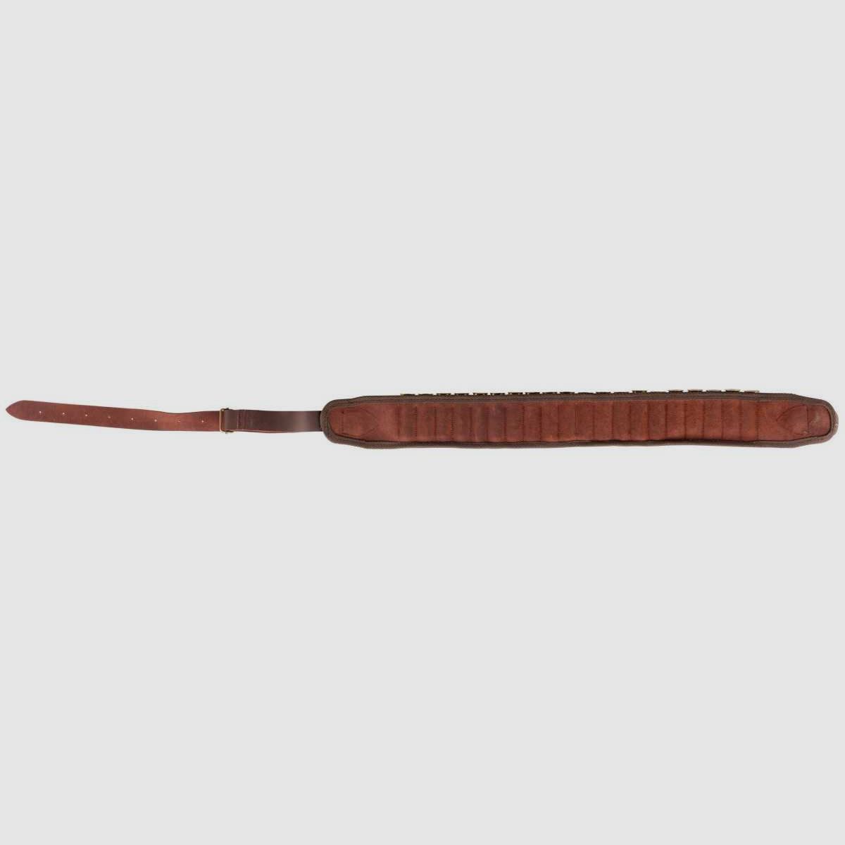Buttstock cartridge belt in brown waxed leather - Country Sellerie - 20 tubes Cal.12, image 2 of 5
