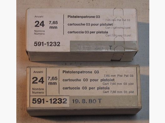 2x24 Schuß orig.schweizer 7,65 Pistolen-Patr.03