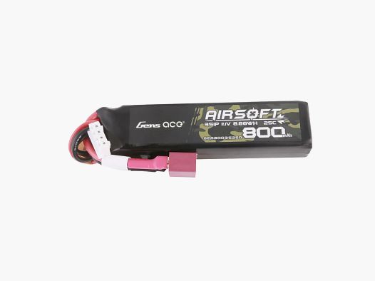 Gens Ace 25C 800mAh 3S1P 11.1V Nunchuck LiPo-Akku mit T-Stecker