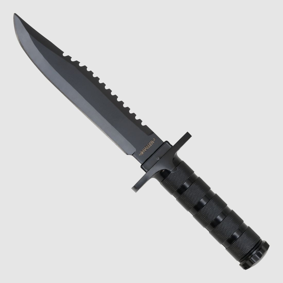 Survival knife with sharpening stone black survival knife