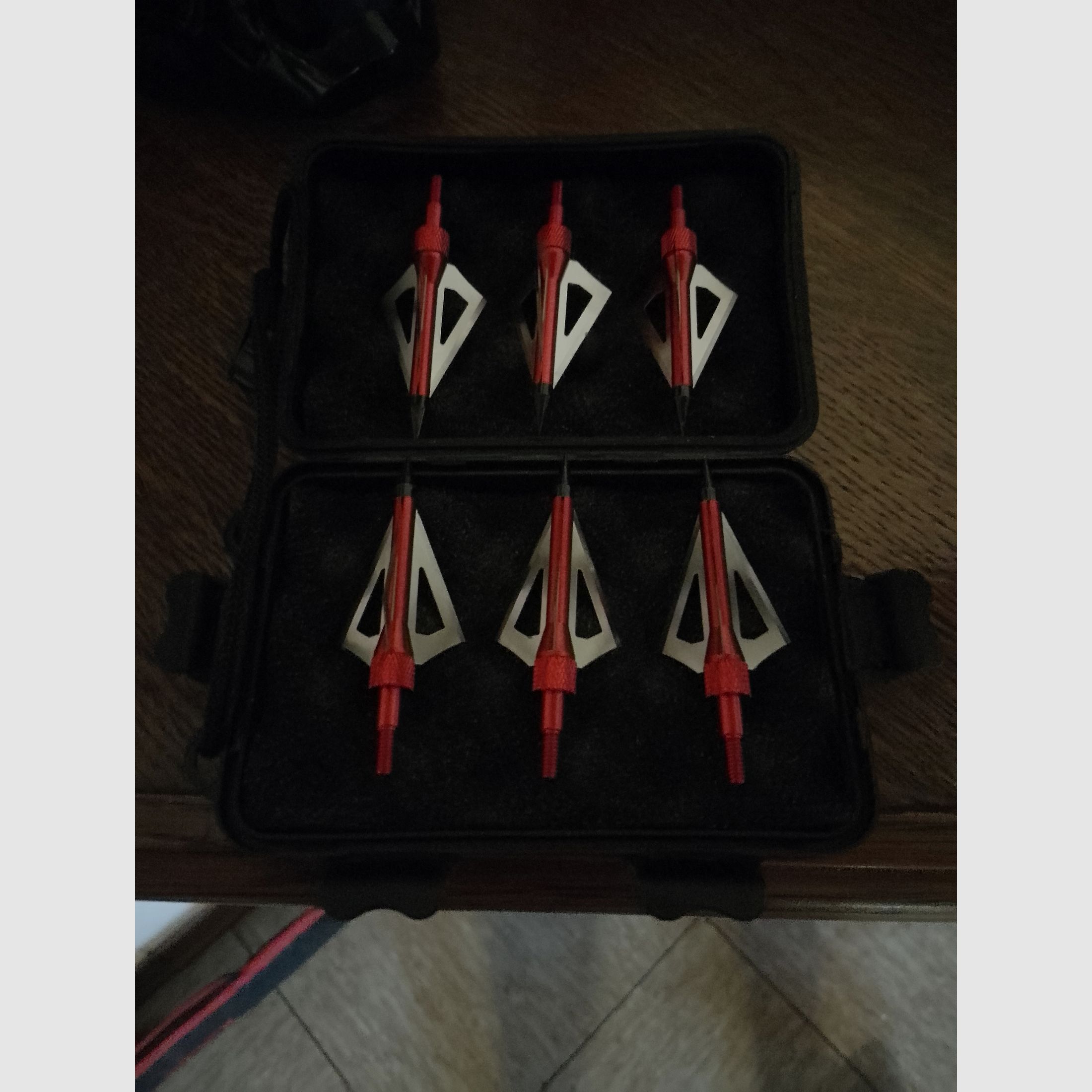 Jagtspitzen Set jagt spitzen Pfeile rot 6er Pack mit Box Pfeilspitzen 