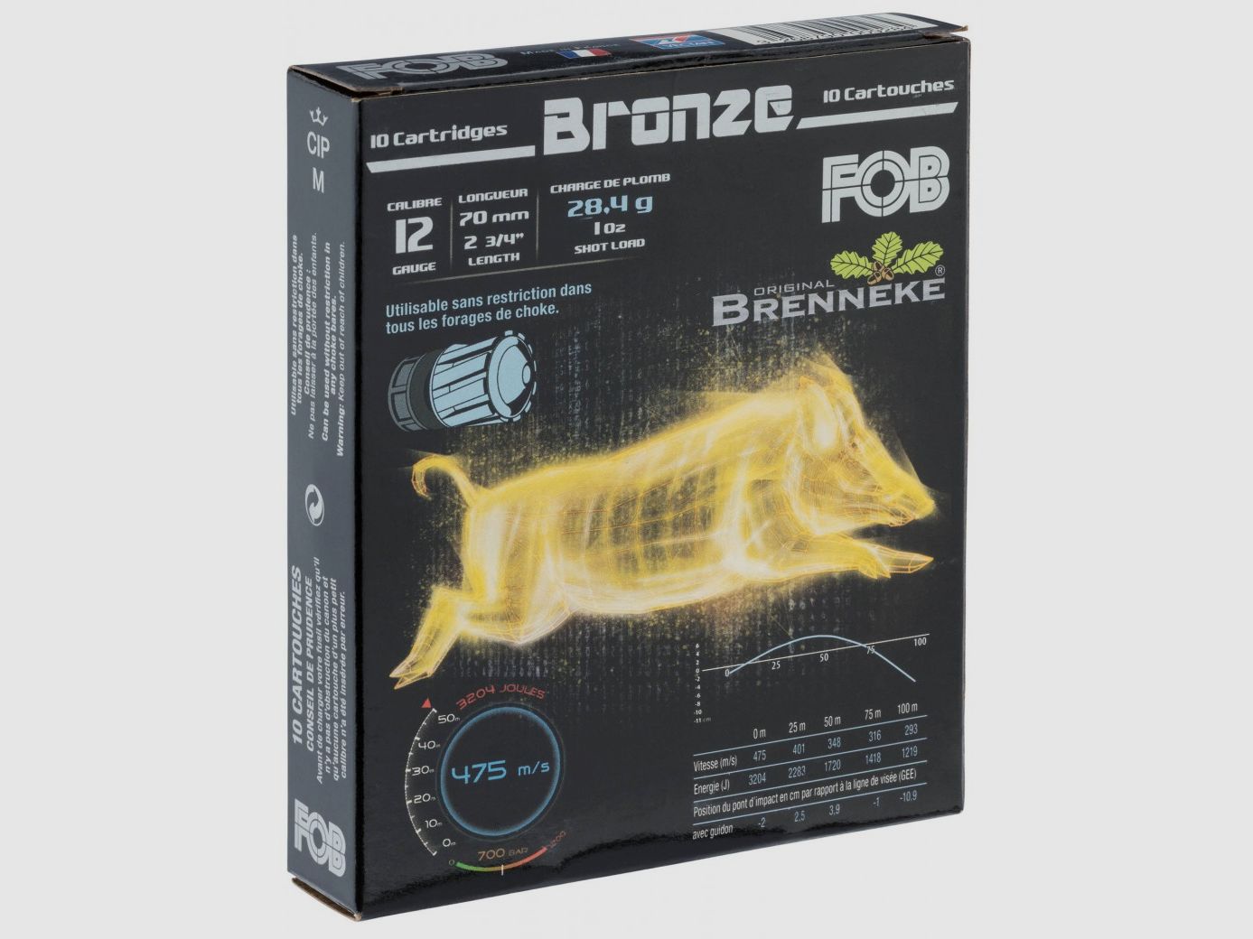 Cartucho Fob Brenneke Bronze - Cal. 12/70