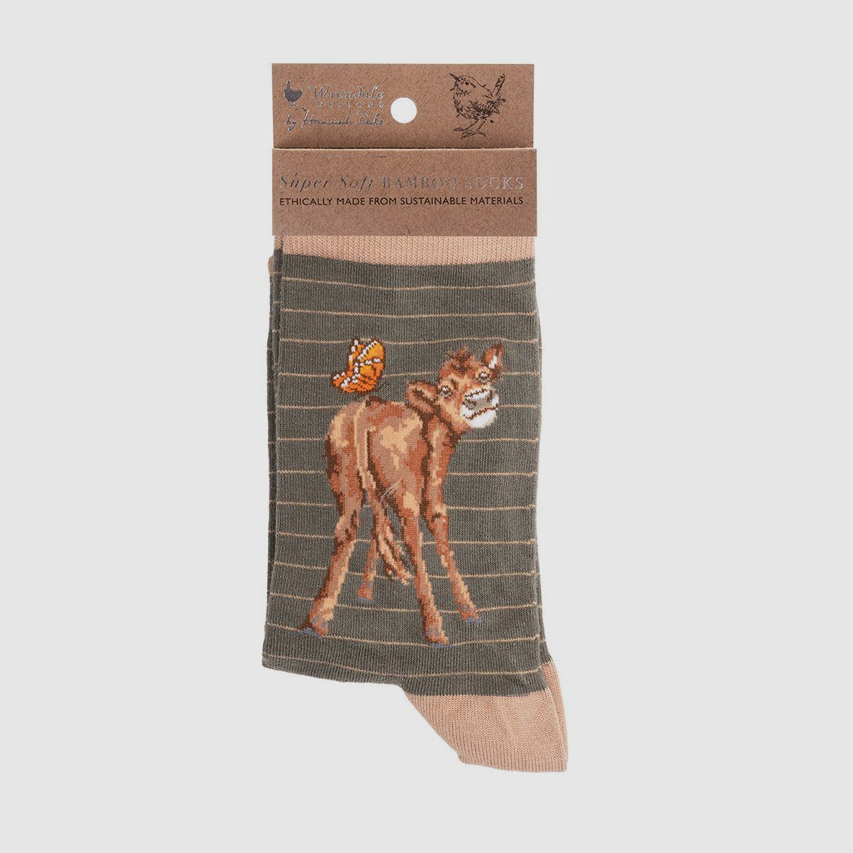 Skarpetki Wrendale "Flutterly Fabulous" z cielakiem i motylami