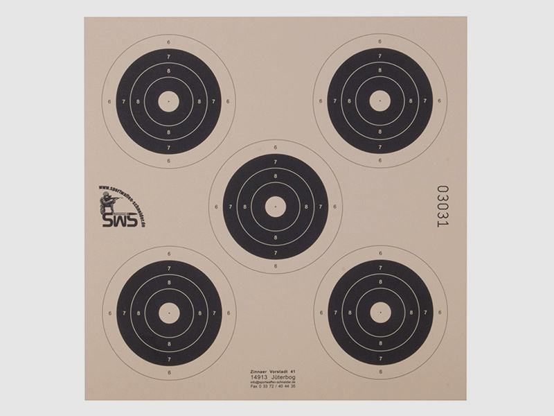 Luftpistole Zielscheibe Trainingsscheibe 5 Spiegel mit 6 - 10 Ringen 17 x 17 cm 100 StĂĽck