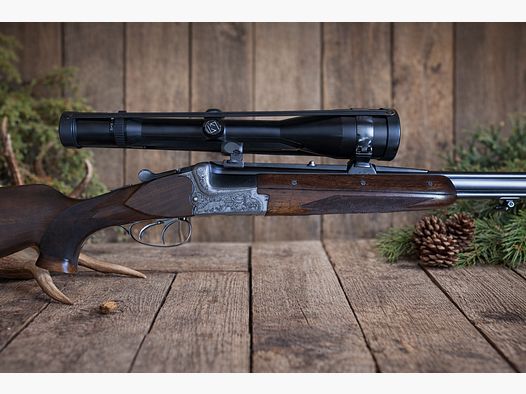 Bockdoppelbüchse Merkel BDB 221E 8x57JRS / Zeiss Diavari 3-12x56 (inkl. Wechselläufe: BBF 7x57 IRS & 12/70 und BF 12/70 ) Bj. 1988