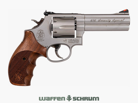 Smith & Wesson 686 Security Special .357Mag , mit Lederholster und Transportbox , LL: 4 Zoll, Holzgriffschalen