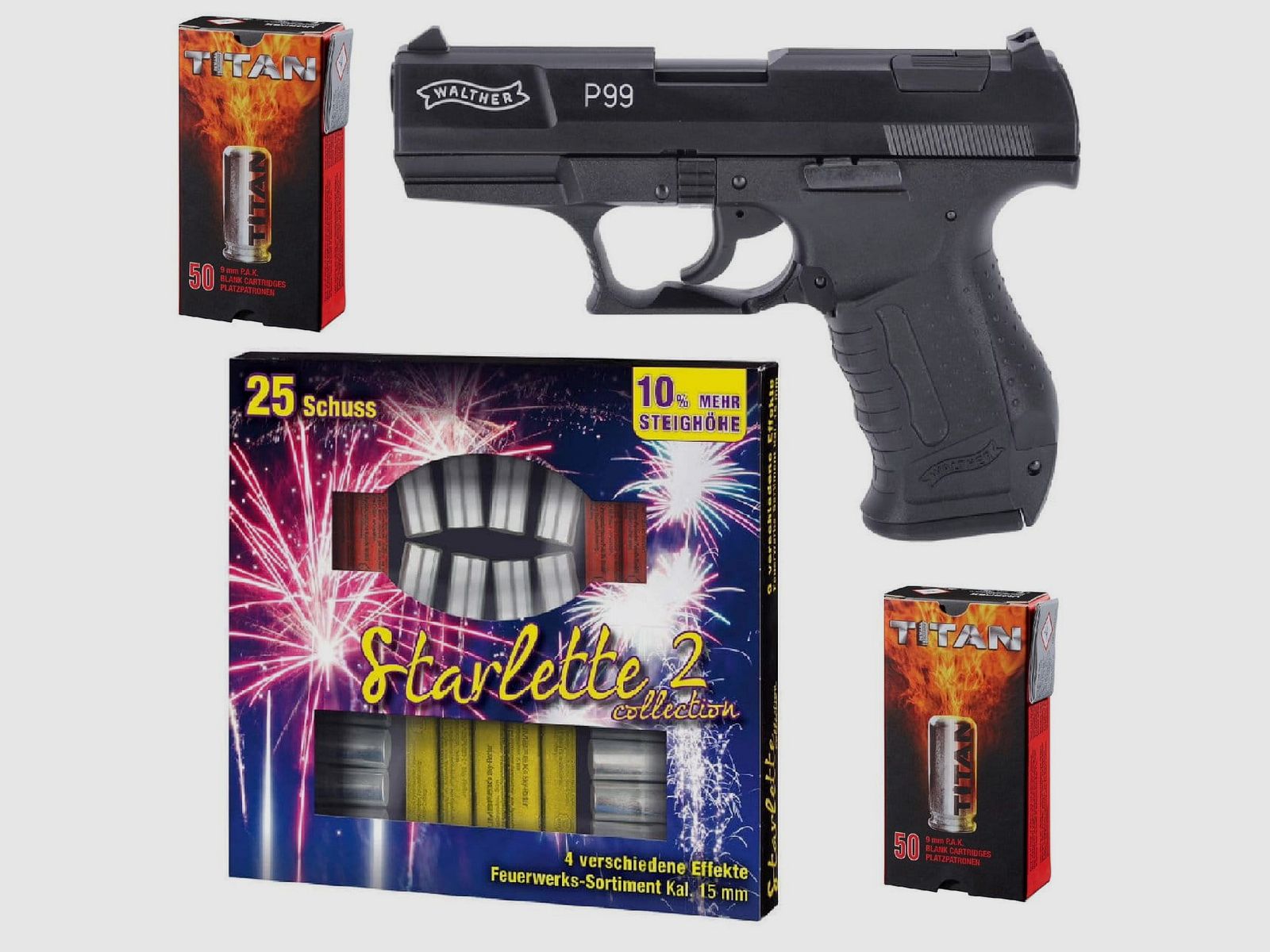 Fireworks combo package Walther P99 blank gun