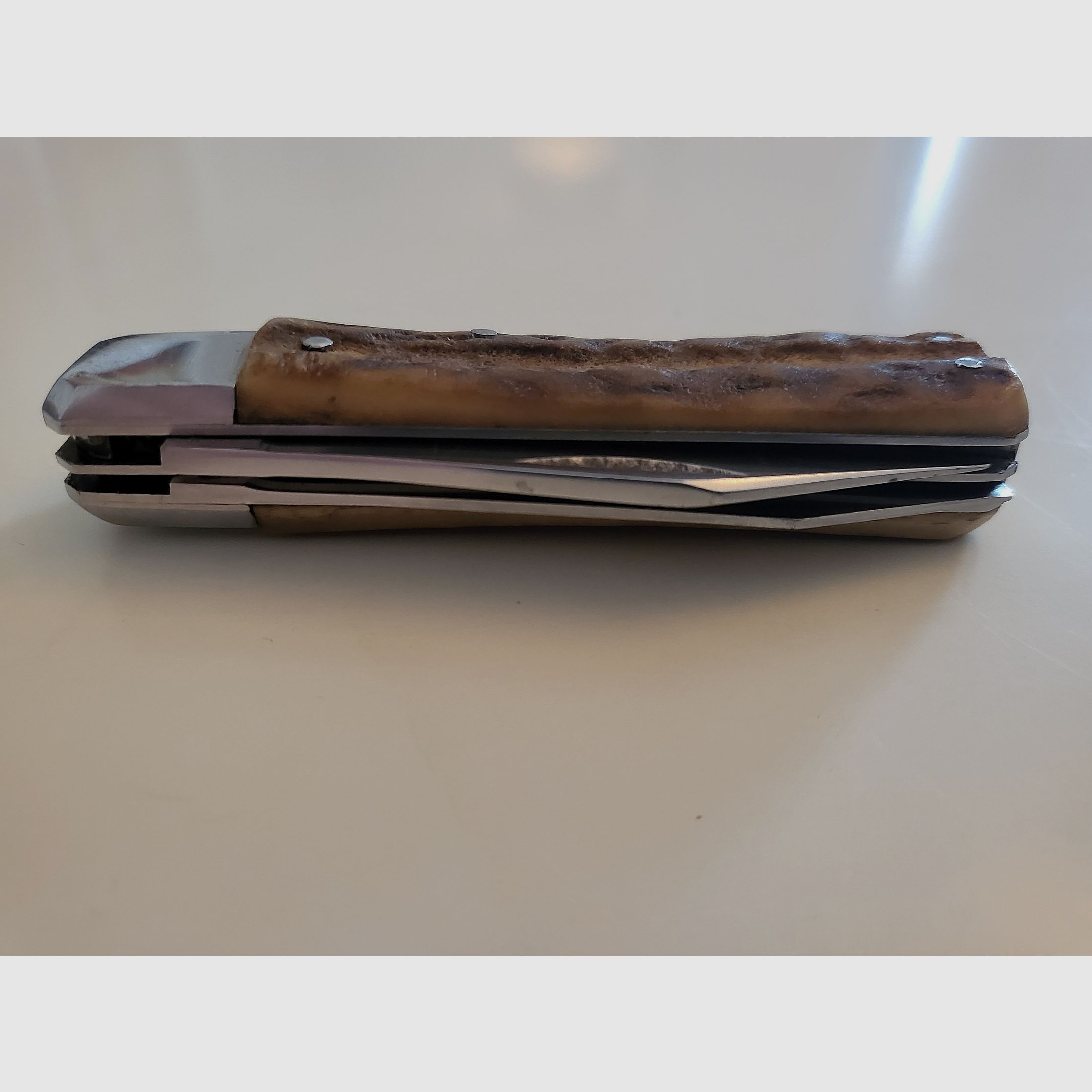 GML Leegebruch Jagdtaschenmesser – Handarbeit – Echtes Hirschhorn – DDR Rarität