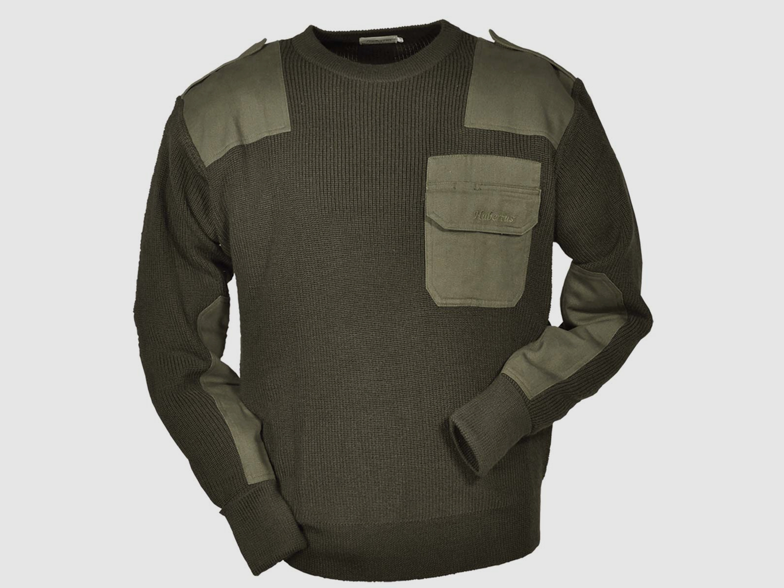 Hubertus Jagdpullover mit Besätzen Oliv