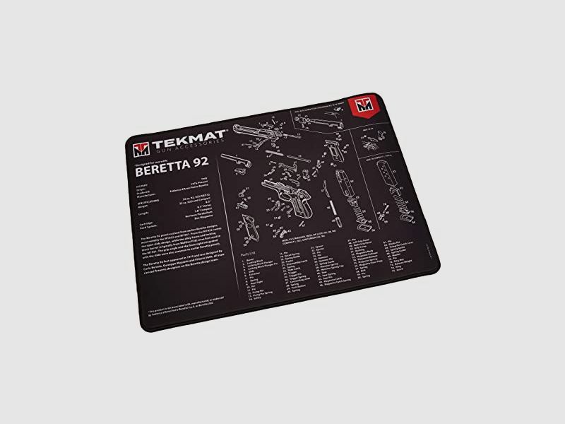 TEKMAT TAPPETINO PER LA PULIZIA DELL’ARMA CON ESPLOSO PARTI BERETTA 92