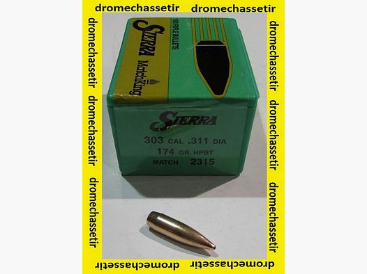 boite de 100 ogives Sierra .311, 174grs HPBT Matchking , ref 2315
