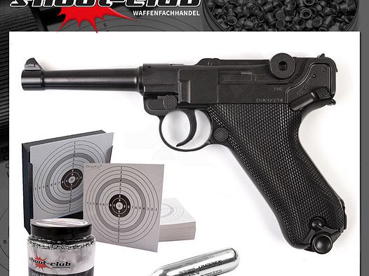 Legends	 P08 CO2 Pistole schwarz - 4,5mm Stahl BBs KF Set