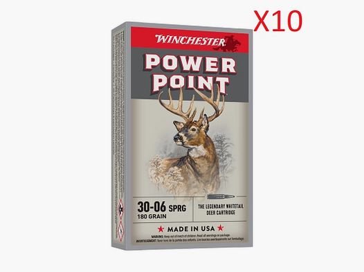 Lot de 10 - Boites de 20 Balles Winchester - Power Point - Cal.30-06 - 180Grs